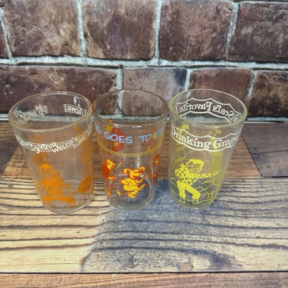Vintage Welch's Jelly Jar Juice Glasses Howdy Doody 1950s Archie 1971 Set‎ Of 3